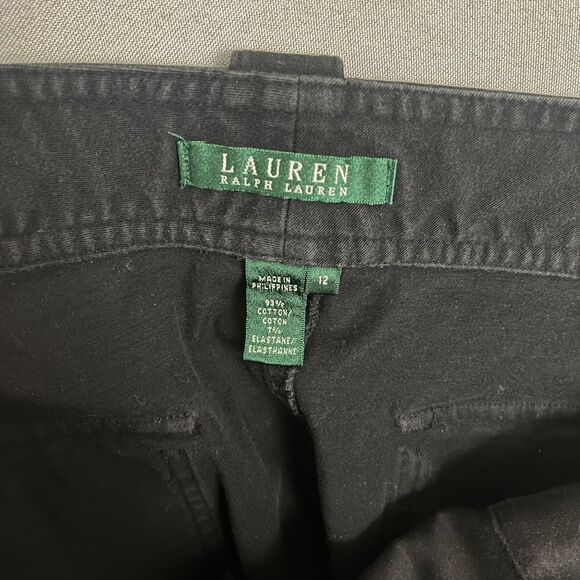 Lauren Ralph Lauren Womens Skirt 12 Black Denim Minimal Modest Western Coastal - Picture 4 of 5